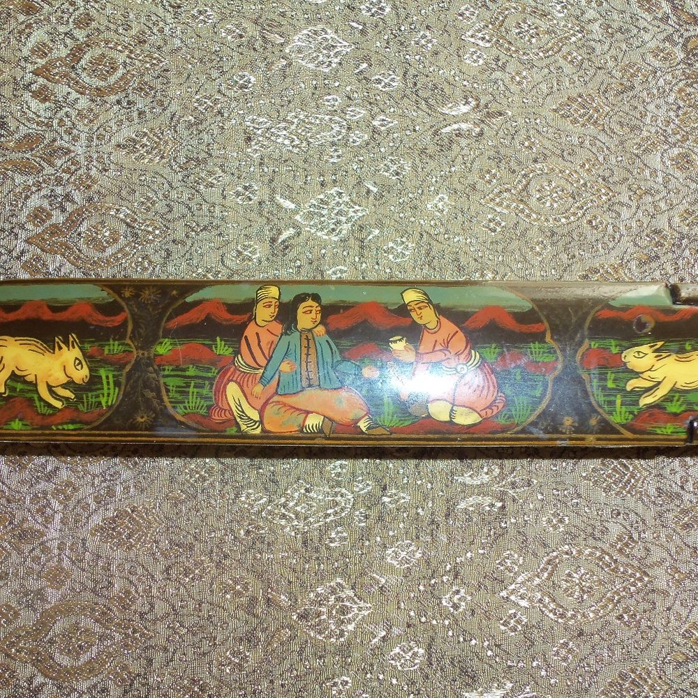 Vintage Persian Islamic Muslim Qatar Qaladam Papier Mache Pen Box